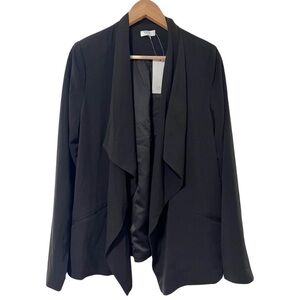 TOBI• Size L• Women’s Open Front Cascading Blazer Black Career Office